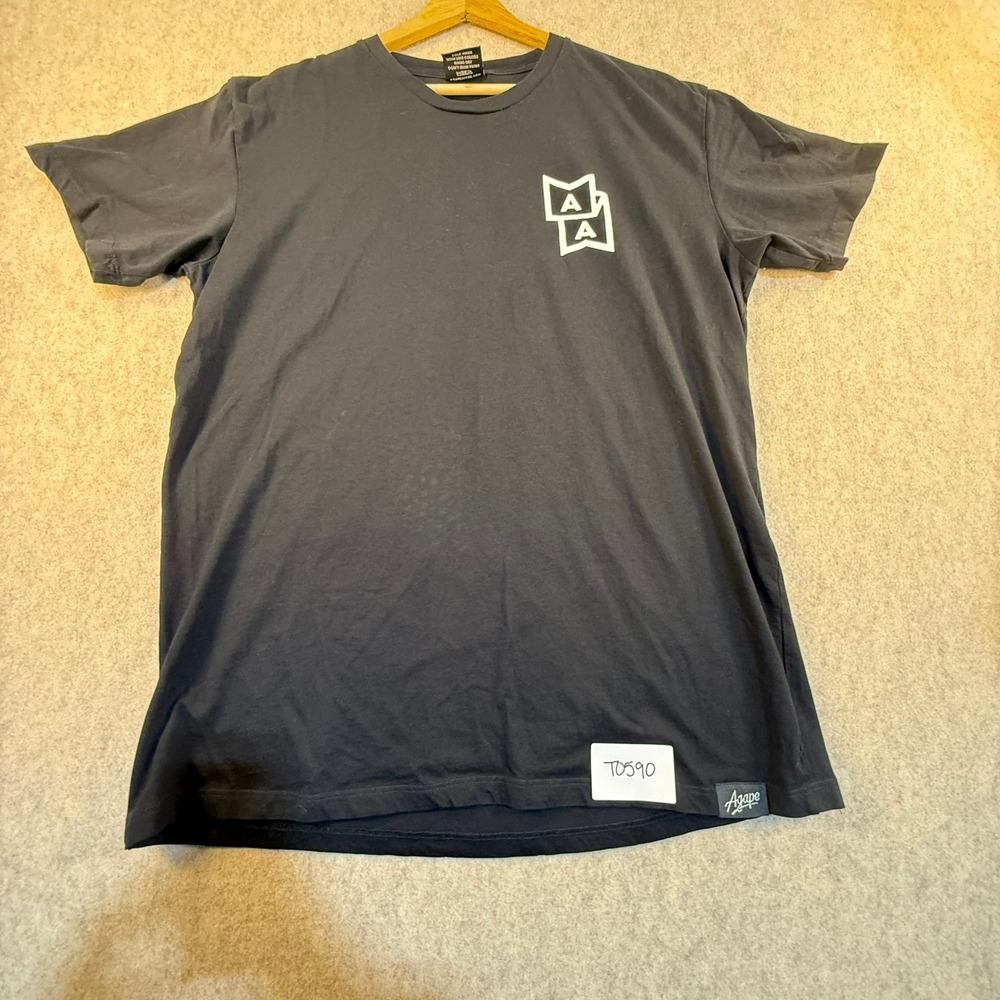Agape Attire Mens XL Black Short Sleeve Graphic T-Shirt Casual Streetwear Tee